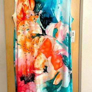 Bold floral design dress.